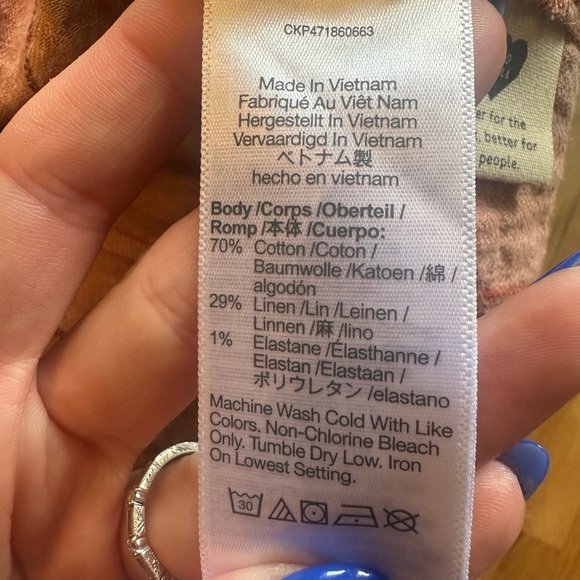 Madewell Short Sleeve Button Down Cotton Linen Orange Size XS Oversized EUC - Picture 6 of 6